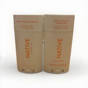 Native Natural Deodorant, Sweet Peach & Nectar Aluminum Free 2.65 oz x2